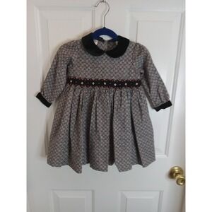 Sarah Louise (England) Hands mocked Black Velvet Collar Floral Print Size‎ 18 MS